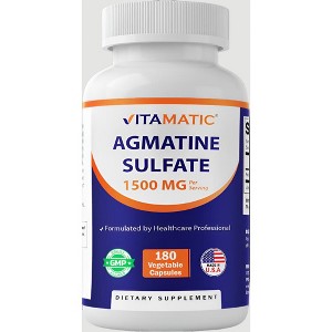 Vitamatic Agmatine Sulfate 1500mg Per Serving - 180 Veg Capsules - 1 of 4