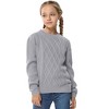 Girls' Cable Knit Sweater, Crew Neck Long - Sleeve Pullover for Kids, Casual Winter Fall Knitted Top - 2 of 4