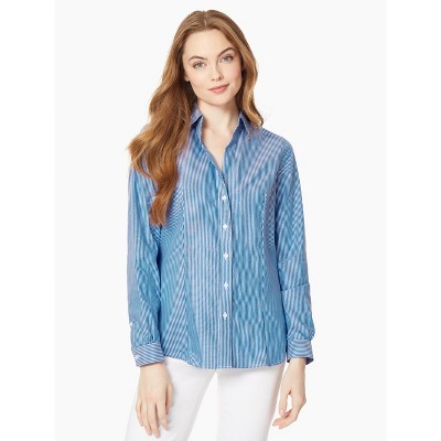 Jones New York Striped Easy-Care Button-Up Shirt - M