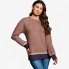 Amaryllis Women's Textured Knit Sweater Crewneck Long Sleeves Colorblock Cuffs Ribbed Hem Casual Pullover for Everyday Wear - 2 of 4