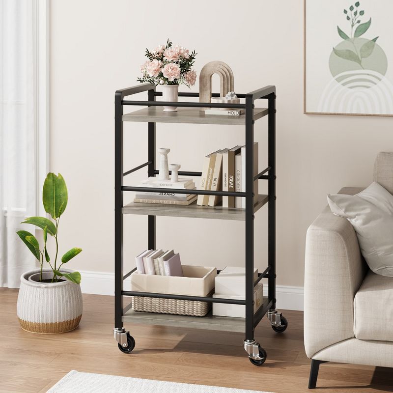 Whizmax Bar Cart for Home, Small Home Bar Serving Carts, Bar Cart with Wheels, 3 Tier Rolling Utility Storage Carts for Kitchen Dining Living Room, 4 of 9