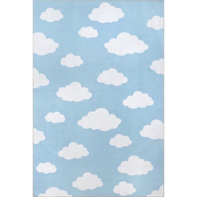 Image of nuLOOM Lilia Machine Washable Kids Cloud Area Rug - Light Blue 4' x 6'
