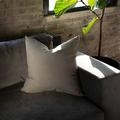 Moss Green 20" Square French Linen Decorative Throw Pillow