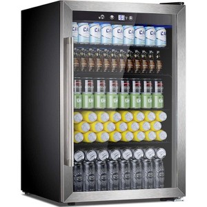 ZAFRO 145 Can Beverage Fridge, 4.4Cu.Ft Cooler with Adjustable Thermostat & Glass Door for Beer/Wine, Bar/Office - 1 of 4