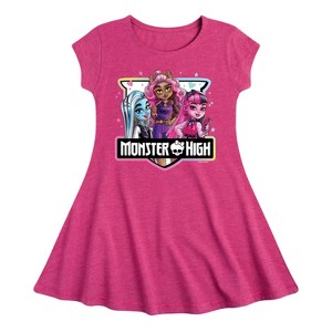 Girls' - Monster High - Group Badge Fit & Flair Cap Sleeve Dress - 1 of 2