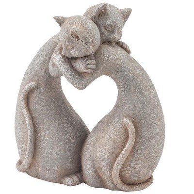 Wind & Weather Hugging Heart Cats Stone-Finish Indoor/Outdoor Sculpture