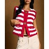 Women's Summer Fall Stripes Cropped Knit Sweater Cardigan Casual Button Down Sleeveless Crochet Sweater Vest Tops with Pockets - 4 of 4