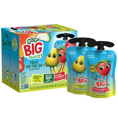 GoGo SqueeZ Big Variety Pack Apple Straw Pear Cinna Van - 42.3oz/10ct