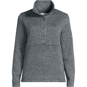 Lands' End Women's Sweater Fleece Snap Neck Pullover Jacket - 1 of 3