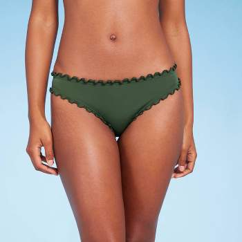 Striped Bikini with Green Tight Bottom - High Waist