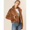 Allegra K Women's Cropped Notch Lapel Open Front Faux Fur Fluffy Coat - 4 of 4