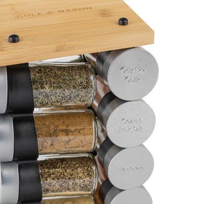 Bamboo Revolving Countertop Spice Rack with 16 Jars