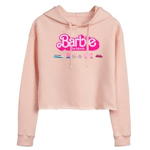 Women's - Barbie - Barbie Transportaion Vehicles Cropped Graphic Hoodie - 1 of 3