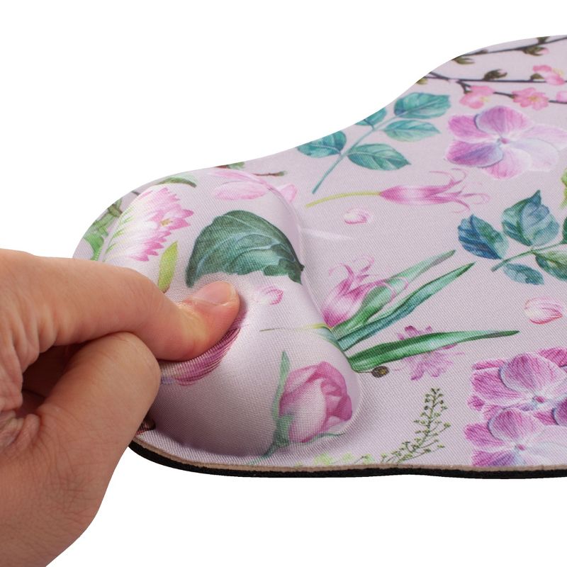 Insten Floral Mouse Pad with Wrist Support Rest, Ergonomic Support, Pain Relief Memory Foam, Non-Slip Rubber Base, Arc L, 5 of 10