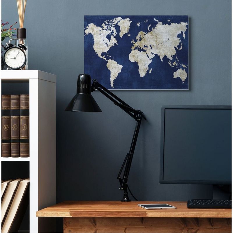 Stupell Industries Navy and Distressed Gold World Map, 3 of 6