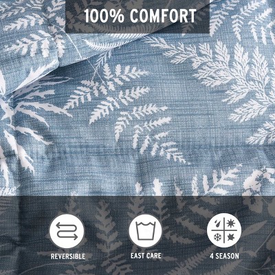 Twin Blue Microfiber Reversible Bedspread Set