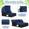 Tangkula Patio Hand-Woven PE Wicker Daybed Outdoor Loveseat Sofa Set w/ Navy Cushions - 2 of 3
