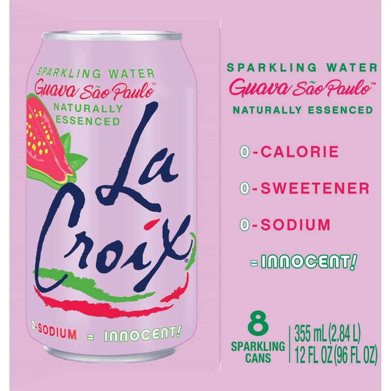 LaCroix Sparkling Water Guava Sao Paulo - 8pk/12 fl oz Cans, 4 of 11