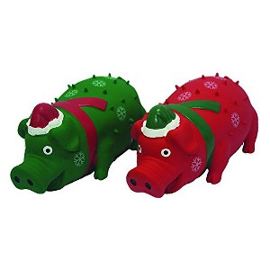 Multipet Holiday Globlets 8" Latex Dog Toy, Assorted Green and Red (2 Pack) - 1 of 1