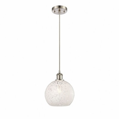 White Mouchette - 1 Light Cord Hung Mini Pendant In Modern Style-10 Inches Tall and 8 Inches Wide