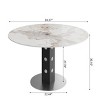 39" Modern Round Black Pedestal Dining Table with Faux Marble Stone Top, Small Kitchen Table for Living Room or Dining Room-The Pop Hom - 4 of 4