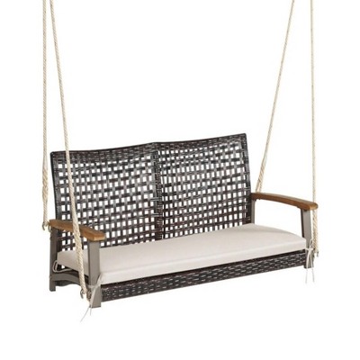51.50 "2-Person Rattan Hanging Porch Swing Chair