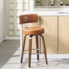 Bekrvio 26" Faux Leather Swivel Bar Stools Set of 1/2/3/4,Mid Century Modern Counter Chairs with Wood Legs and Curved Back for Kitchen Island - 3 of 4