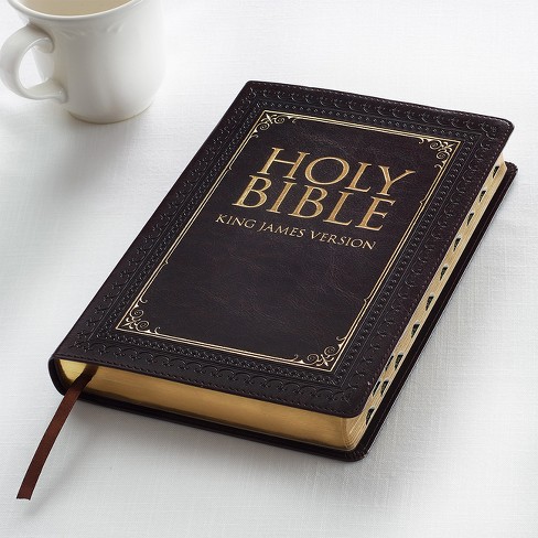 Kjv Large Print Thumb Index Edition - (leather Bound) : Target