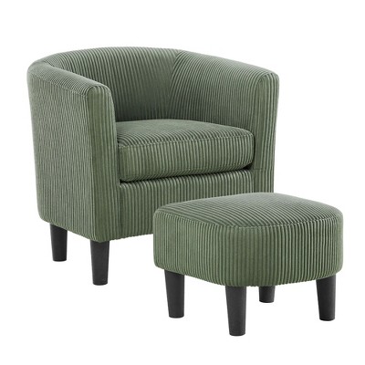 NicBex Corduroy Accent Chair,Upholstered Living Room Chairs with Ottoman and Mid-Height Backrest,Modern Arm Chair,Accent Chairs for Living Room