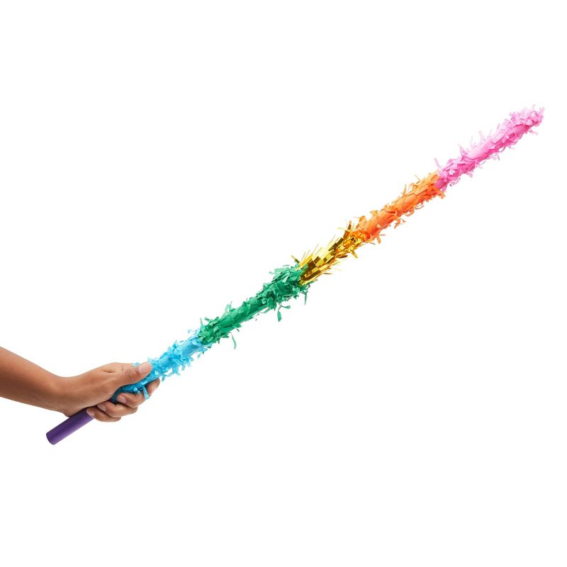 Blue Panda 30-Inch Rainbow Pinata Stick with Rainbow Blindfold and Colorful Confetti - Pinata Bat for Kids Birthday Party, 5 of 9