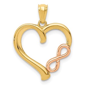 Black Bow Jewelry 14k Yellow Gold and Rose Gold Infinity Heart Pendant, 18mm - 1 of 4