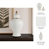 Sagebrook Home 20" Temple Jar with Lid - Ceramic White and Gold Rope Lined Decorative Stoneware for Home, Office, Gift Idea - 3 of 4