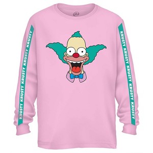 The Simpsons Long Sleeve Shirt - The Simpsons Krusty the Clown, Lisa, Bart, Homer Long Sleeve Tee - The Simpsons Graphic T-Shirt (Krusty Pink, Small) - 1 of 4