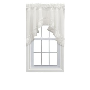Ellis Curtain Madelyn Ruflled Victorian 1.5" Rod Pocket Swag for Windows Lace Edge 82" x 38" Natural - 1 of 4