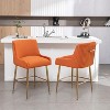SEYNAR Modern Velvet 37'' H Metal Leg Counter or Bar Stools Set of 2 - 2 of 4
