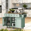 MAYEERTY Kitchen Island on 5 Wheels with Storage Cabinet and 3 Drawers for Dinning Room,White - 2 of 4