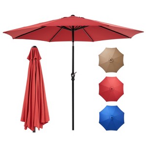 ELJGET Outdoor Patio Umbrella 9FT with Push Button Tilt and Crank Waterproof UV Protection Market Umbrella with 8 Sturdy Ribs for Garden Backyard - 1 of 4