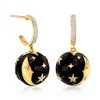 Ross-Simons 0.20 ct. t.w. White Topaz and Black Enamel Celestial Drop Earrings in 18kt Gold Over Sterling - 3 of 4