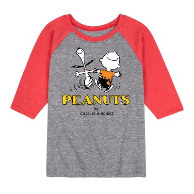 Boys' - Peanuts - Charlie Snoopy Dancing Raglan Graphic T-Shirt