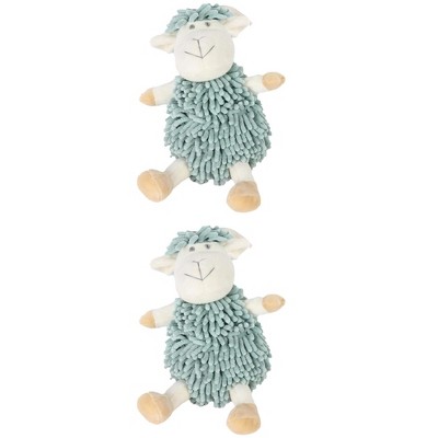 REGALWOVEN Cute Sheep Chenille Soft Absorbent Quick Drying Fuzzy Ball Hand Towel 9" x 13" 2 Pcs
