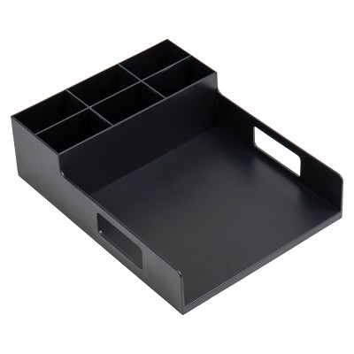 Black Plastic 7-Compartment Cutlery Organizer Tray