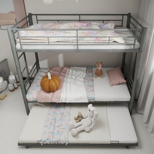 Racxily Bunk Bed, Heavy-duty Sturdy Metal Twin over Twin Bunk Bed, Noise Reduced, Safety Guardrail,No Box Spring Needed - 1 of 4