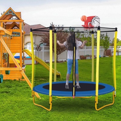 5.5FT Outdoor & Indoor Mini Toddler Trampoline with Enclosur