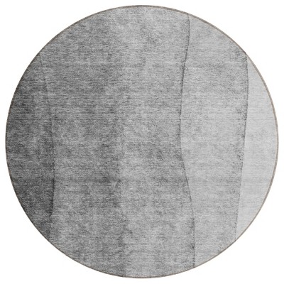 Gray Silver And Charcoal Ombre Washable Indoor Outdoor Area Rug