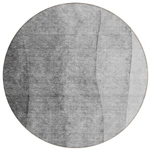 Gray Silver And Charcoal Ombre Washable Indoor Outdoor Area Rug - 1 of 4