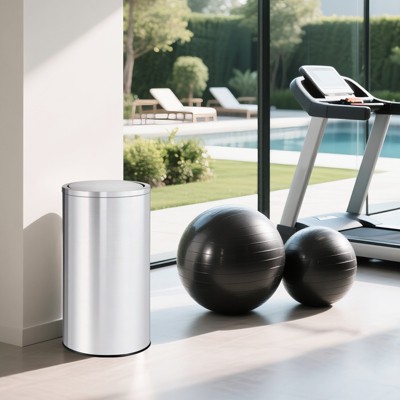 18.5Gallon/70 L  Stainless Steel Trash Can with Flipping Lid & Removable Inner Bucket, Large Rubbish Bin Waste Container for Office, Hotel, Silver