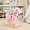 Qaba Rocking Horse with Sound, Ride on Horse with Saddle, Toddler Rocker, Gift for 3-8 Year Old, Pink - 2 of 4