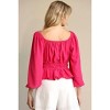 Women's Bubble Sleeve & Elastic Waist With Front Tie Top - GiGiO - 2 of 2
