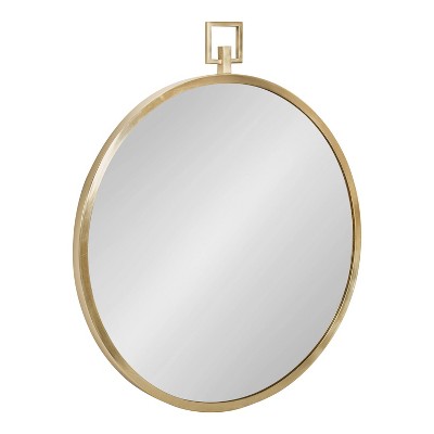 24" x 28" Tabb Round Framed Decorative Wall Mirror Gold - Kate & Laurel All Things Decor