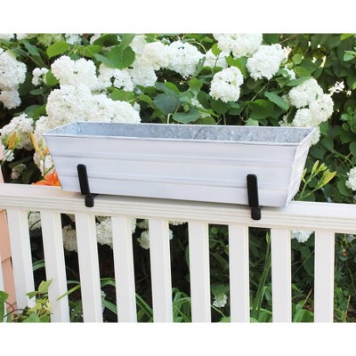 Small White Galvanized Metal Rectangular Planter Box with Brackets